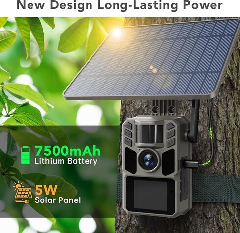 Trail Camera Cellular Solar, Built-in SIM Card 4G LTE Game Camera with Night Vision and 7500mAh Battery, 48MP Photo, 4K Video, 64GB Card, for Outdoor Hunting Wildlife Monitoring Cellular Trail Camera in Saudi Arabia