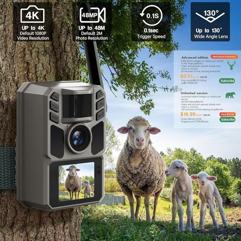 Trail Camera Cellular Solar, Built-in SIM Card 4G LTE Game Camera with Night Vision and 7500mAh Battery, 48MP Photo, 4K Video, 64GB Card, for Outdoor Hunting Wildlife Monitoring Cellular Trail Camera in Saudi Arabia