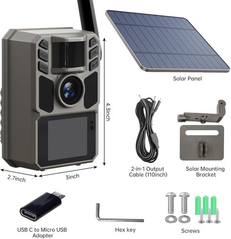 Trail Camera Cellular Solar, Built-in SIM Card 4G LTE Game Camera with Night Vision and 7500mAh Battery, 48MP Photo, 4K Video, 64GB Card, for Outdoor Hunting Wildlife Monitoring Cellular Trail Camera in Saudi Arabia