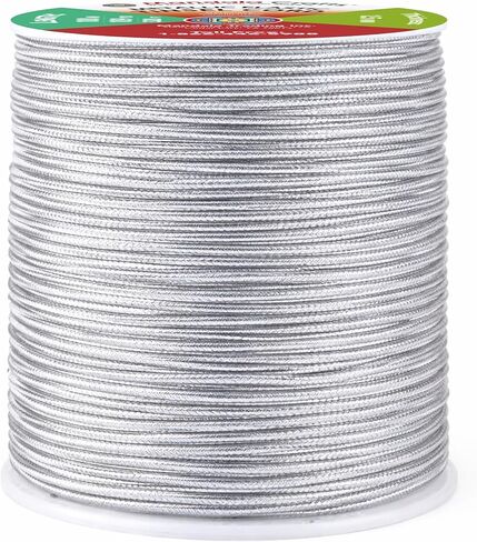 Mandala Crafts 1mm Gold Metallic Cord Tinsel String for Tag Ornament Hanging Gift Wrapping - 120 Yard Gold Rope Metallic String for Decorating Hair in Saudi Arabia