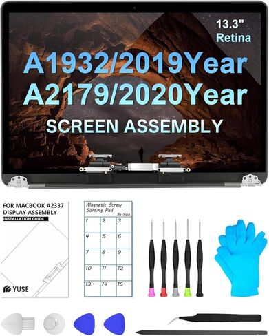 شاشة بديلة A1932 2019 سنة / A2179 2020 سنة 13.3 بوصة لجهاز MacBook Air Retina (الموديل: EMC 3302 EMC 3184 MVFH2 MVFJ2 MWTJ2 MWH22) مجموعة شاشة LCD كاملة مع مجموعة إصلاح (رمادي) in Kuwait