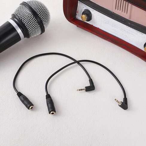 2 Pcs 2.5mm Male to 3.5mm Female Adapter Gold Plated 2.5mm Male to 3.5mm Female Stereo Audio Jack Adapter Cable 90 Degree Right Angle Connector 6 inch Cord for Radios, Headphones, Recorder, Camera in Saudi Arabia