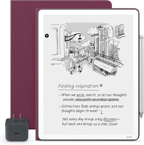 حزمة Amazon Kindle Scribe Essentials الجديدة - Amazon Kindle Scribe الجديد (64 جيجابايت)، قلم ممتاز، غطاء تنفيذي تنفيذي من الجلد الفاخر الجديد تمامًا - كراميل ومحول طاقة in Saudi Arabia