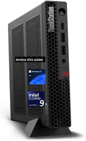 محطة عمل Lenovo ThinkStation P3 Tiny Gen 2 مع معالج Intel Core Ultra 9 285 vPro، NVIDIA RTX A1000 8GB GDDR6، ذاكرة DDR5 سعة 64 جيجابايت، 2 تيرابايت SSD، DisplayPort، RJ-45، WiFi 7، وWindows 11 Pro in Saudi Arabia