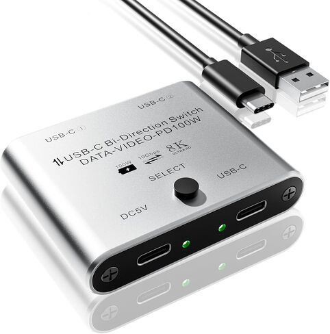 8K USB C Switch, Bi-Directional USB C KVM Switcher for 2 Computers, USB C Splitter Supports 8K@60Hz / 4K@144Hz Video, 100W PD Fast Charging, 10Gbps Data Transfer, One-Button Switching in Saudi Arabia