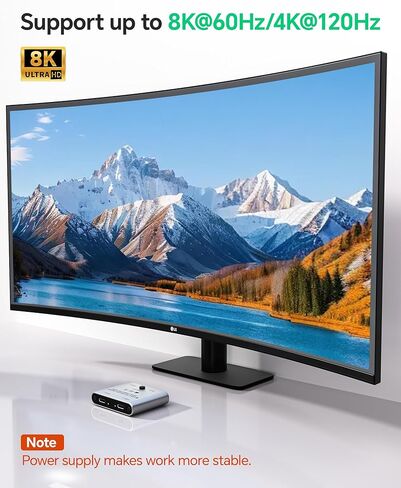 8K USB C Switch, Bi-Directional USB C KVM Switcher for 2 Computers, USB C Splitter Supports 8K@60Hz / 4K@144Hz Video, 100W PD Fast Charging, 10Gbps Data Transfer, One-Button Switching in Saudi Arabia