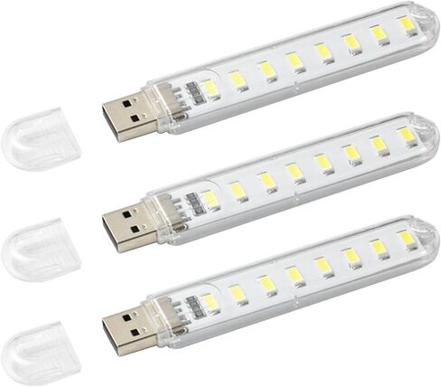 مصباح قراءة USB صغير محمول LED مصباح USB سلسلة مفاتيح أضواء الكمبيوتر المحمول لقراءة مصباح التخييم بالطاقة في الهواء الطلق (3 عبوات) in Kuwait