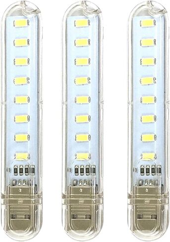 مصباح قراءة USB صغير محمول LED مصباح USB سلسلة مفاتيح أضواء الكمبيوتر المحمول لقراءة مصباح التخييم بالطاقة في الهواء الطلق (3 عبوات) in Kuwait