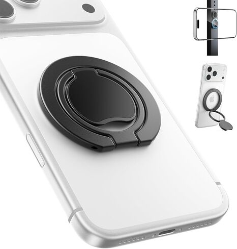 SUPERONE(محدثة) قبضة هاتف مغناطيسية رفيعة للغاية لحامل حلقة MagSafe، مغناطيس مزدوج الجوانب قابل للإزالة، مسند MagSafe لهاتف iPhone 17/16/15/14/13/12 وجميع الهواتف الذكية، يناسب حامل السيارة المغناطيسي in Saudi Arabia