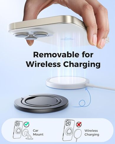 SUPERONE(محدثة) قبضة هاتف مغناطيسية رفيعة للغاية لحامل حلقة MagSafe، مغناطيس مزدوج الجوانب قابل للإزالة، مسند MagSafe لهاتف iPhone 17/16/15/14/13/12 وجميع الهواتف الذكية، يناسب حامل السيارة المغناطيسي in Saudi Arabia