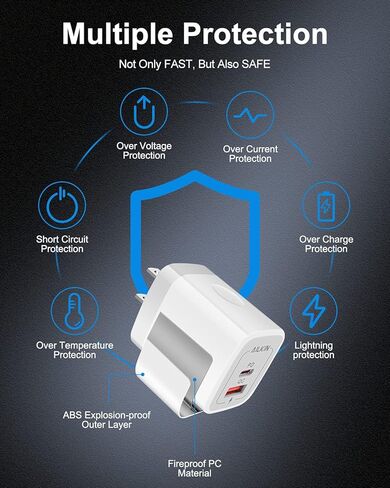 3Pack Dual Port USB-C Wall Plug-in USBC Charger, AILKIN 20W Power Delivery + QC3.0 USB A Double Port Fast Charging Block for iPhone 17 15 14 13 12 Pro Max 14 Pro Mini 16Pro Max 16 Plus 16E X XS Cube in Saudi Arabia