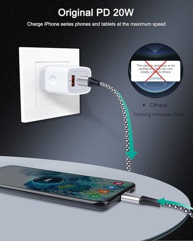 3Pack Dual Port USB-C Wall Plug-in USBC Charger, AILKIN 20W Power Delivery + QC3.0 USB A Double Port Fast Charging Block for iPhone 17 15 14 13 12 Pro Max 14 Pro Mini 16Pro Max 16 Plus 16E X XS Cube in Saudi Arabia