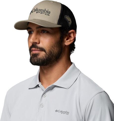 Columbia Unisex PFG Logo Mesh Snap Back, Tusk/Shark/Redfish, One Size in Saudi Arabia