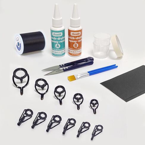 Eupheng Fishing Rod Repair Kit, L/M/MH Action Spinning/Casting Rod Building Supplies with Rod Tips and Guides, Quick-Drying Epoxy Glue, 100 Yards Wrapping Thread and Tools in Saudi Arabia