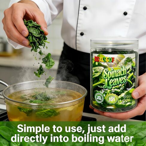 8oz Dried Spinach Flakes, Chopped Dehydrated Spinach Leaves Cooking, Soups, Camping Meals, and Long-Term Pantry Storage in Saudi Arabia