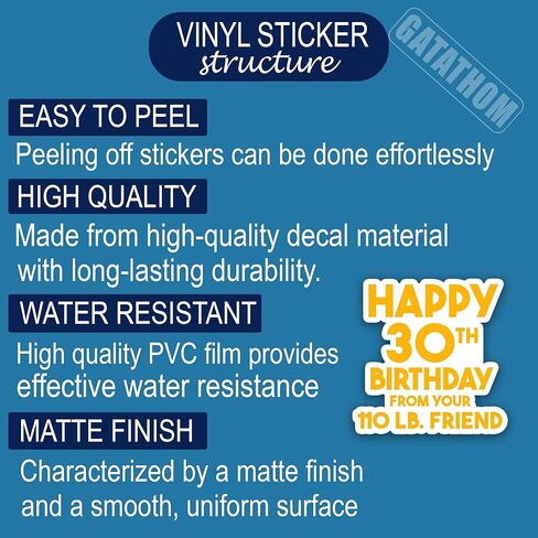 (3PCS) Funny 30th Birthday Stickers, Happy 30th Birthday from Your 110 lb. Friend Sticker, Waterproof Vinyl Decal for Scrapbook, Laptop, Water Bottle, 3 x 2.8 inch in Saudi Arabia