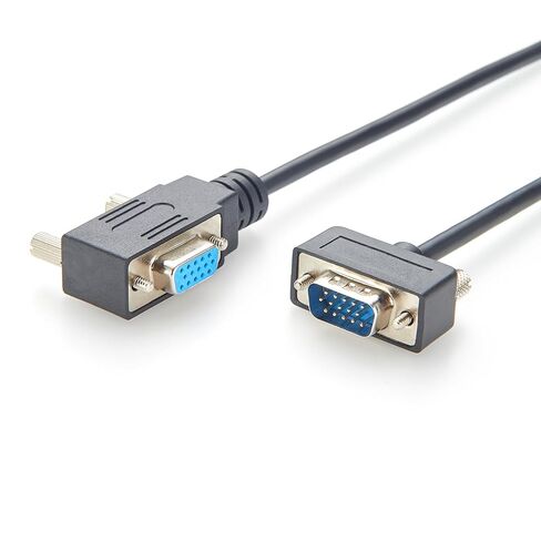 Right Angled Low Profile HD15 VGA Male to Female Extension Cable Panel Mount Compact SVGA Monitor Cable 1080P Full HD for Industrial PCs, Projector, Laptop (Right, 2M/6.6FT) in Saudi Arabia