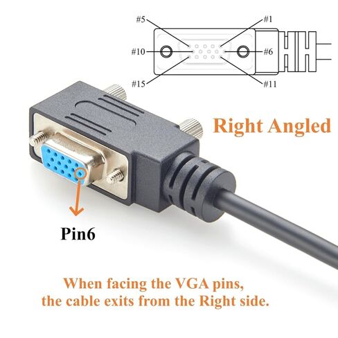 Right Angled Low Profile HD15 VGA Male to Female Extension Cable Panel Mount Compact SVGA Monitor Cable 1080P Full HD for Industrial PCs, Projector, Laptop (Right, 2M/6.6FT) in Saudi Arabia