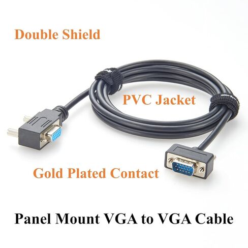 Right Angled Low Profile HD15 VGA Male to Female Extension Cable Panel Mount Compact SVGA Monitor Cable 1080P Full HD for Industrial PCs, Projector, Laptop (Right, 2M/6.6FT) in Saudi Arabia
