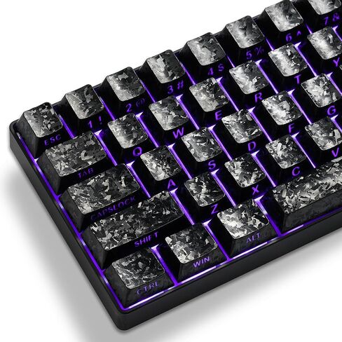 XVX Black Shine Through Keycaps, Forged Carbon-Look Cherry Profile Keycap Set, 140-Key Keyboard Keycaps Fit for ANSI Layout MX Switches Mechanical Keyboard in Saudi Arabia
