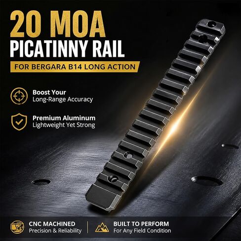 قاعدة السكك الحديدية Picatinny المصنوعة من الألومنيوم خفيفة الوزن لـ Bergara B14 Long Action - 20 MOA لتعزيز الدقة والمتانة طويلة المدى in Kuwait