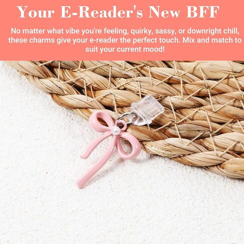 Sibba Charms for Dust Plug 6 PCS Pink Bow Dust Plug Charm Compatible with E-Reader & Type C Devices Acrylic Decorative Accessories Gift for Readers Book Lovers Men Women Teachers Students in Saudi Arabia