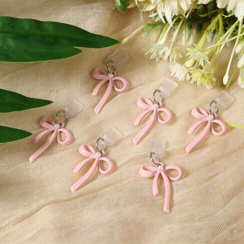 Sibba Charms for Dust Plug 6 PCS Pink Bow Dust Plug Charm Compatible with E-Reader & Type C Devices Acrylic Decorative Accessories Gift for Readers Book Lovers Men Women Teachers Students in Saudi Arabia