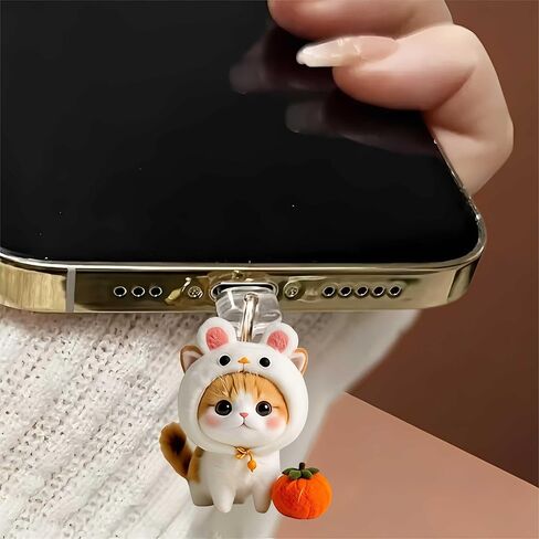 Adorable Cat Dust Plug Acrylic Charms for electronic products,Type-C Charging Port Dust Plugs Pendant Compatible with E-Reader Phone Tablet, Gift for Christmas, Birthday, Anniversary Day in Saudi Arabia