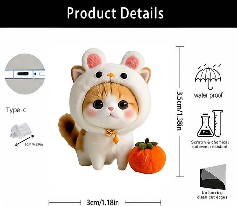 Adorable Cat Dust Plug Acrylic Charms for electronic products,Type-C Charging Port Dust Plugs Pendant Compatible with E-Reader Phone Tablet, Gift for Christmas, Birthday, Anniversary Day in Saudi Arabia
