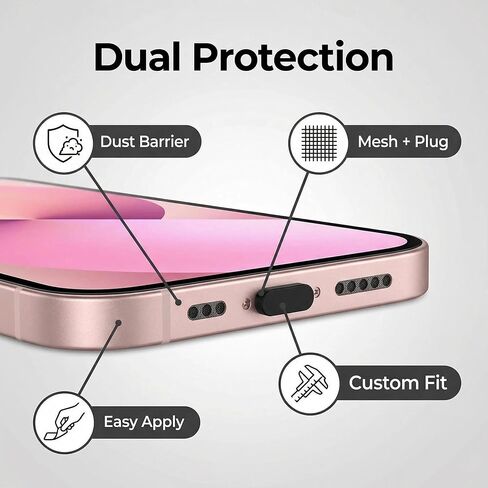 طقم غطاء الغبار ومكبر الصوت - واقي منفذ شحن USB-C عالمي ومجموعة شبكة مكبر صوت للهاتف مع فرشاة تنظيف وملقط، متوافق مع iPhone (iPhone) in Saudi Arabia