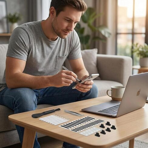طقم غطاء الغبار ومكبر الصوت - واقي منفذ شحن USB-C عالمي ومجموعة شبكة مكبر صوت للهاتف مع فرشاة تنظيف وملقط، متوافق مع iPhone (iPhone) in Saudi Arabia