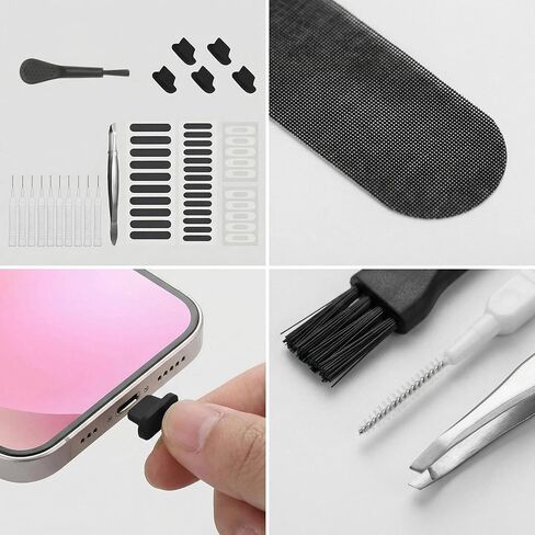 طقم غطاء الغبار ومكبر الصوت - واقي منفذ شحن USB-C عالمي ومجموعة شبكة مكبر صوت للهاتف مع فرشاة تنظيف وملقط، متوافق مع iPhone (iPhone) in Saudi Arabia