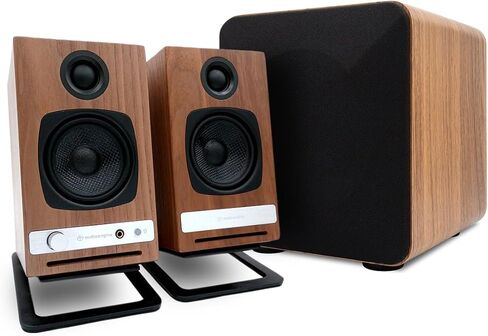 Audioengine A2 HD (HD3) Bluetooth Desktop Speaker Bundle for Computer & Laptop – Complete Home Office Audio Setup with S6 Powered Subwoofer and DS1M Speaker Stand in Walnut in Saudi Arabia