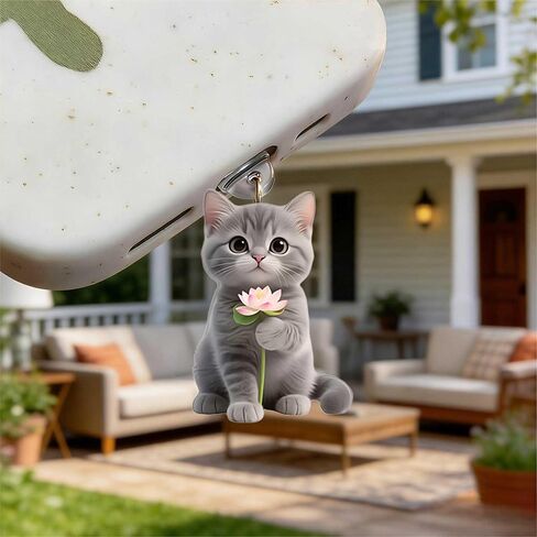 Cute Gray Cat Dust Plug Acrylic Charms for electronic products,Type-C Charging Port Dust Plugs Pendant Compatible with E-Reader Phone Tablet, Gift for Christmas, Birthday, Anniversary Day in Saudi Arabia