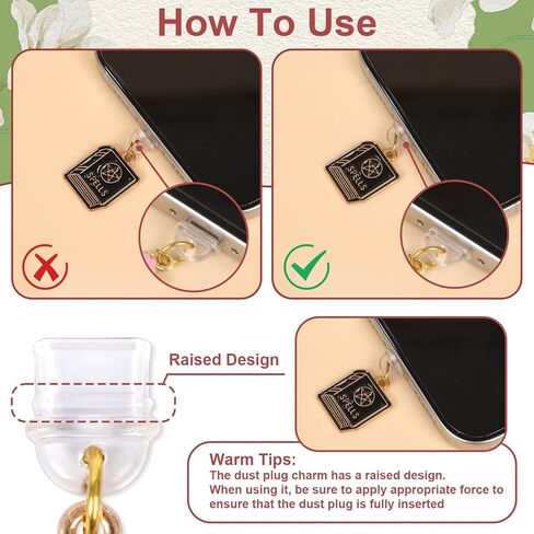 سحر قابس الغبار الغامض الأسود - 9 قطع Tarot Moon Star Butterfly Dust Plug Charm Type C مع Kindle والهاتف USB C منفذ شحن قلادة لـ Kindle للقراء الإلكترونيين محبي الكتب والنساء والرجال in Saudi Arabia