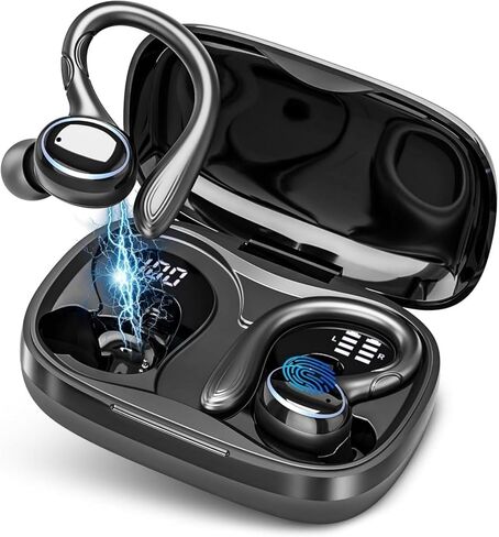 Wireless Earbuds Bluetooth 5.3 Headphones HiFi Stereo, Wireless Earphones with Noise Cancelling Mic, 50H Playback Ear Buds with LED Digital Display for iOS/Andriod - White in Saudi Arabia