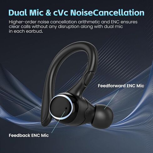 Wireless Earbuds Bluetooth 5.3 Headphones HiFi Stereo, Wireless Earphones with Noise Cancelling Mic, 50H Playback Ear Buds with LED Digital Display for iOS/Andriod - White in Saudi Arabia
