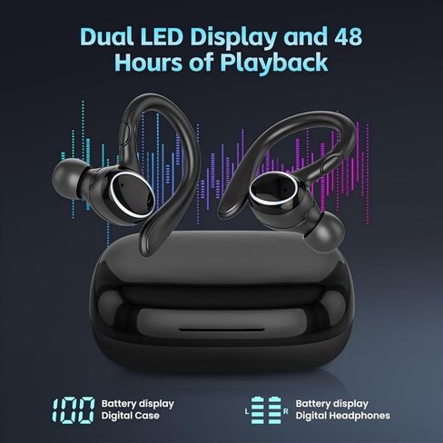 Wireless Earbuds Bluetooth 5.3 Headphones HiFi Stereo, Wireless Earphones with Noise Cancelling Mic, 50H Playback Ear Buds with LED Digital Display for iOS/Andriod - White in Saudi Arabia