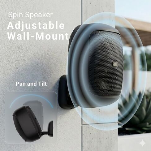 JUKE AUDIO Spin Speaker (Pair) | Outdoor Wall Mounted Speaker | Dual Swivel Mounting Bracket | 2-Way Design with Woofer & Tweeter | Backyard Speaker (Black) in Saudi Arabia