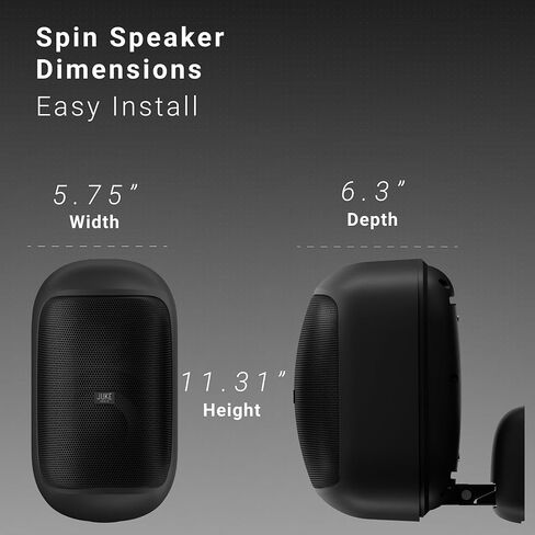 JUKE AUDIO Spin Speaker (Pair) | Outdoor Wall Mounted Speaker | Dual Swivel Mounting Bracket | 2-Way Design with Woofer & Tweeter | Backyard Speaker (Black) in Saudi Arabia