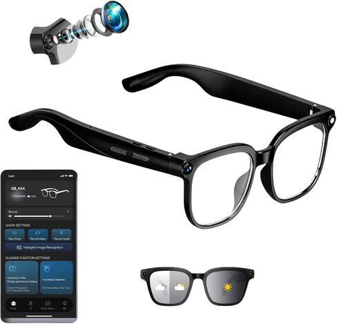 AI Smart Glasses with Camer, Bluetooth Glasses with 4K HD Video & 164+ Language Real-Time Translation Built-in ChatGPT, 8-Hour Battery IP67 Waterproof for Men and Women Outdoor Activities in Saudi Arabia