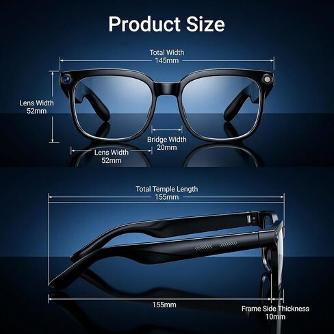 AI Smart Glasses with Camer, Bluetooth Glasses with 4K HD Video & 164+ Language Real-Time Translation Built-in ChatGPT, 8-Hour Battery IP67 Waterproof for Men and Women Outdoor Activities in Saudi Arabia