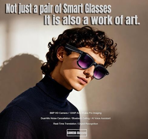 AI Smart Glasses with Camera Pro – 8MP Camera Photos & 1080P Video Recording, Real-Time Translation, Voice Assistant,Open-Ear Audio for Vlogging, Travel, Business (3 Lenses) in Saudi Arabia