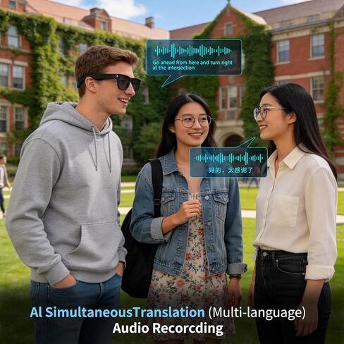 Ai Smart Glasses with Camera, 1080P Video & 8MP Camera Glasses, Real-Time Translation Smart Ai Glasses, Bluetooth Music & Calls, 32Gb Storage in Saudi Arabia
