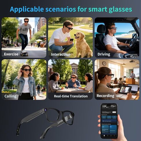 Ai Smart Glasses with Camera, 1080P Video & 8MP Camera Glasses, Real-Time Translation Smart Ai Glasses, Bluetooth Music & Calls, 32Gb Storage in Saudi Arabia
