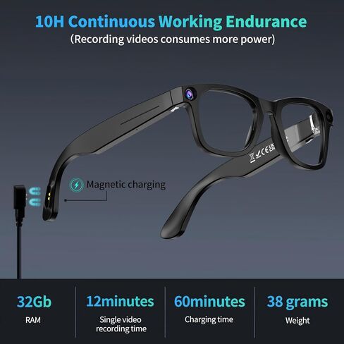 Ai Smart Glasses with Camera, 1080P Video & 8MP Camera Glasses, Real-Time Translation Smart Ai Glasses, Bluetooth Music & Calls, 32Gb Storage in Saudi Arabia