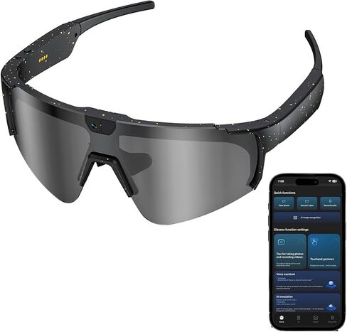 Smart AI Glasses with Camera, Video Recording Glasses with Anti-Shake, Smart Bluetooth Sunglasses for Men Women, Noise Cancellation, Voice Assistant, Smart Sunglasses For Hiking/Cycling/Running in Saudi Arabia