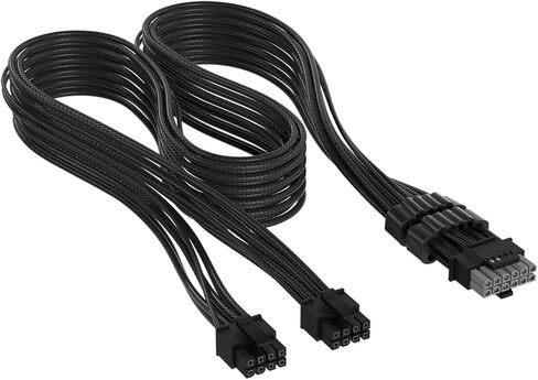 Corsair Elite Premium Type 5 Individually Sleeved 2X 8-Pin to PCIe 12V-2x6 600W PSU Cable – Triple-Mesh Paracord Sleeve, Low-Profile Cable Combs, Compatible Type 5 PSUs – Black in Saudi Arabia