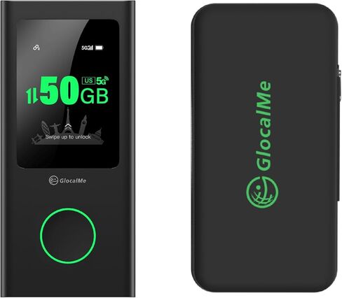 نقطة اتصال GlocalMe Numen Air 5G مع 50 جيجابايت بيانات الولايات المتحدة/كاليفورنيا/MX لمدة 90 يومًا وحقيبة سفر واقية in Kuwait