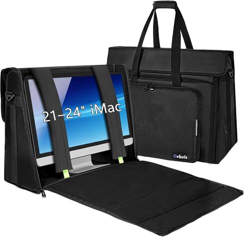 حقيبة حمل شاشة كمبيوتر الكل في واحد من مادة PE الصلبة من ORKELS لأجهزة iMac مقاس 21-24 بوصة، وحقيبة تخزين واقية للشاشة ولوحة المفاتيح والماوس والكابلات والملحقات in Kuwait
